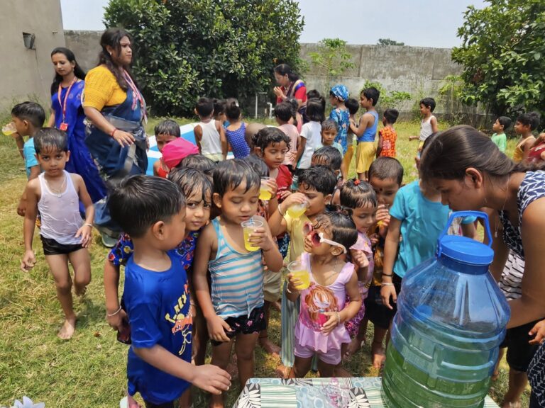 Junior Students having a SPLASH! at the Summer Pool Party at Educare International School